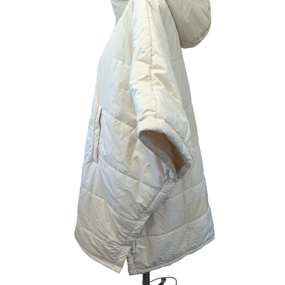 Goop by Ecoalf Womens Beige Hooded‎ 3/4 Sleeve Puffer Poncho Coat Jacket Size OS - Picture 6 of 12